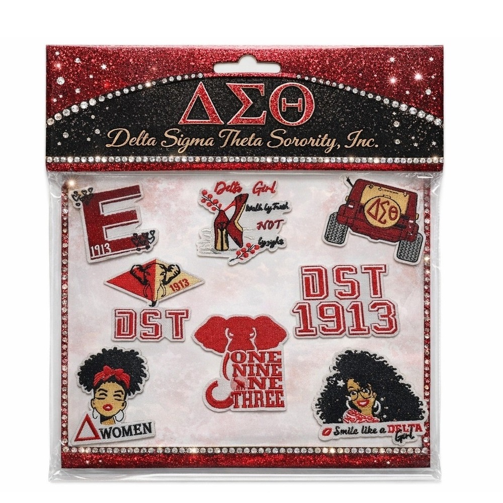 Delta Sigma Theta Sorority DST 1913 Embroidered Patch Set 8 Piece Red White